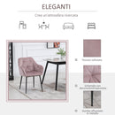 Set 2 Sedie Imbottite 59,5x55,5x83,5 cm in Velluto Rosa