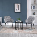 Set 2 Sedie Imbottite 59,5x55,5x83,5 cm in Velluto Grigie