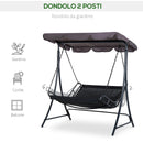 Dondolo 2 Posti da Giardino 160x117x173 cm in Acciaio e Poliestere Grigio