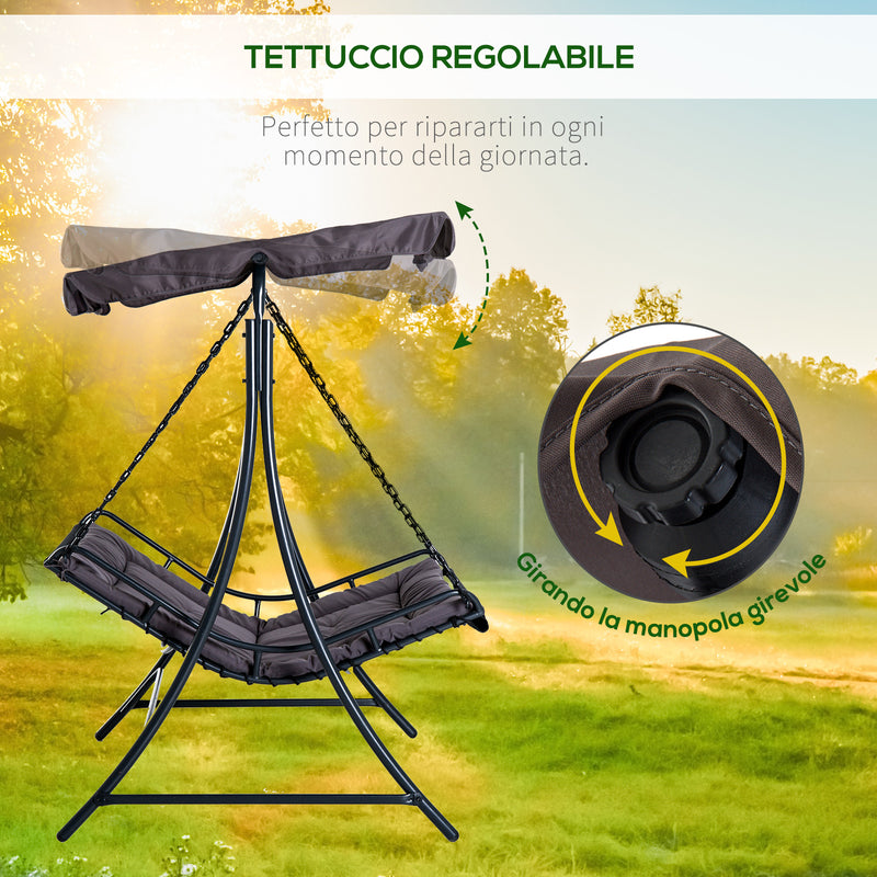 Dondolo 2 Posti da Giardino 160x117x173 cm in Acciaio e Poliestere Grigio