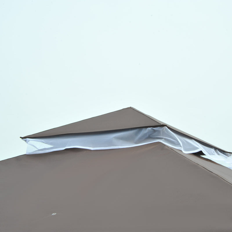 Gazebo da Giardino 3x3m con Zanzariera in Metallo e Poliestere Marrone e Bianco