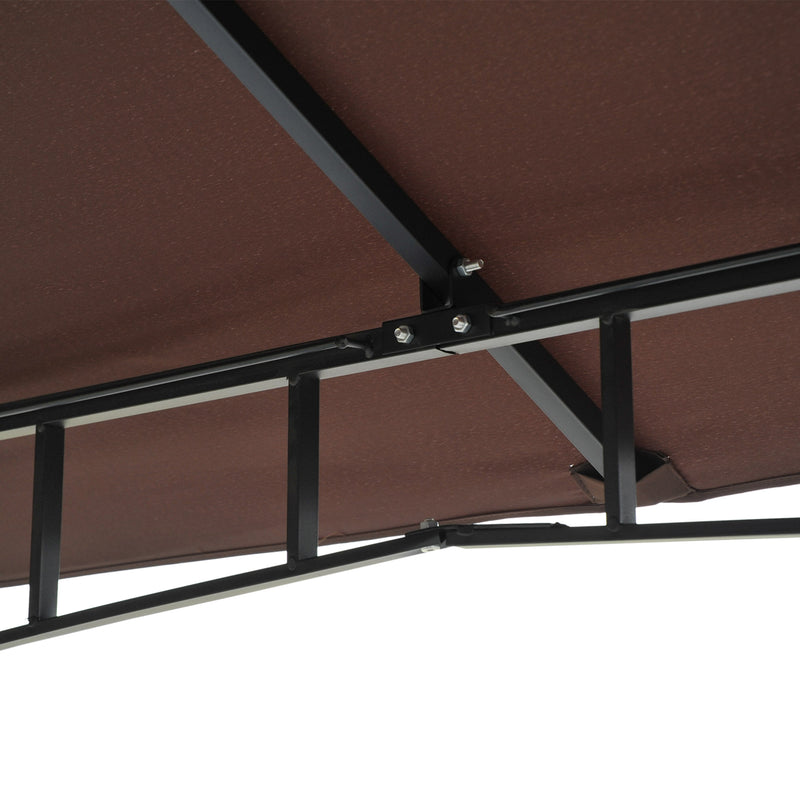 Gazebo da Giardino 3x3m con Zanzariera in Metallo e Poliestere Marrone e Bianco