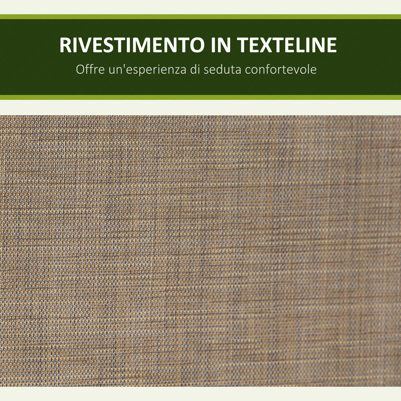 Dondolo 3 Posti da Giardino 196x128x172 cm in Metallo e Textilene Marrone