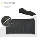 Lettino Prendisole Pieghevole da Giardino 198x68x50 cm in Rattan Nero e Bianco Crema