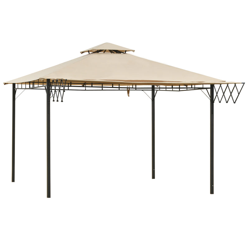 Gazebo da Giardino 3,25x3,25m con Telo Estraibile Marrone Chiaro