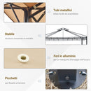 Gazebo da Giardino 3,25x3,25m con Telo Estraibile Marrone Chiaro