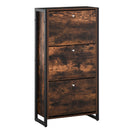 Scarpiera 3 Scomparti 60x24x115 cm 12 Paia in Legno e Metallo Marrone