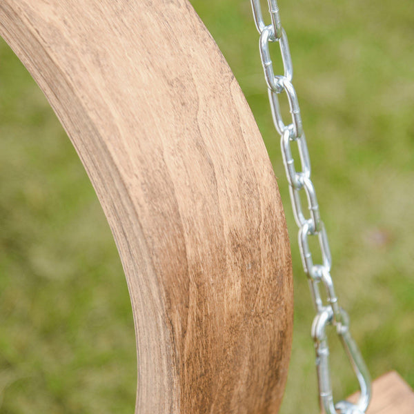 Dondolo 2 Posti da Giardino 190x130x192 cm in Legno Sedile Imbottito Bianco Crema online