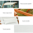 Lettino Prendisole Doppio da Giardino 210x155x175 cm in Legno e Textilene Beige