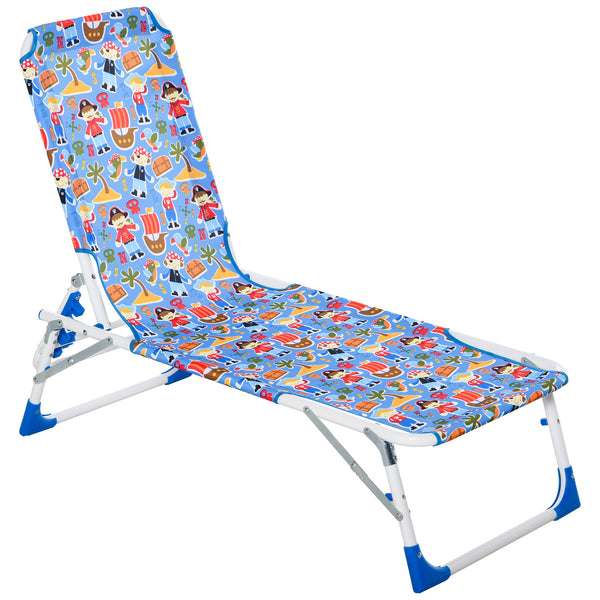 Lettino Prendisole Pieghevole per Bambini 118x40x24 cm in Metallo e Poliestere Azzurro prezzo