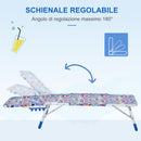 Lettino Prendisole Pieghevole per Bambini 118x40x24 cm in Metallo e Poliestere Azzurro