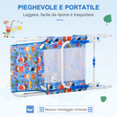 Lettino Prendisole Pieghevole per Bambini 118x40x24 cm in Metallo e Poliestere Azzurro