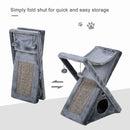 Tiragraffi per Gatti Pieghevole 54,5x32x65 cm con Casetta in Peluche  Grigio