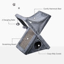 Tiragraffi per Gatti Pieghevole 54,5x32x65 cm con Casetta in Peluche  Grigio