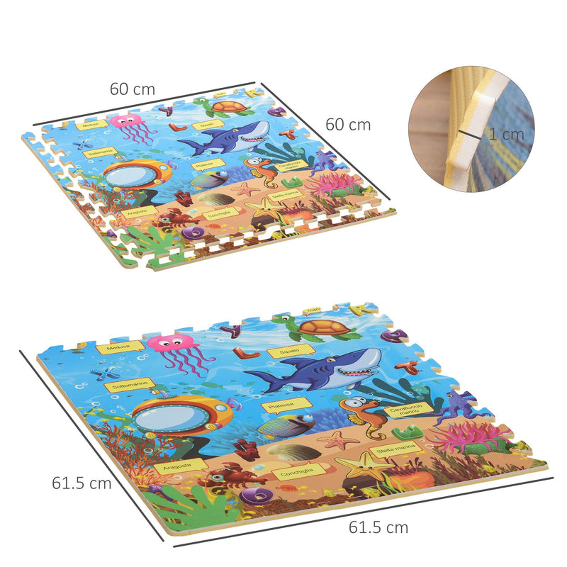 Tappeto Puzzle in EVA 24 Pezzi 61x61 cm Multicolore