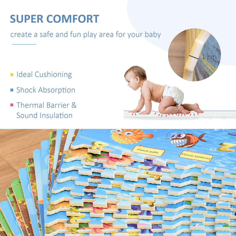 Tappeto Puzzle in EVA 24 Pezzi 61x61 cm Multicolore