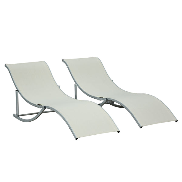 Set 2 Lettini Prendisole da Giardino 61x165x63 cm in Alluminio e Textilene Beige prezzo