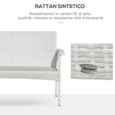 Divano 2 Posti da Giardino 120x63x77 cm in Rattan con Cuscini Bianco e Grigio