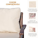 Divano 2 Posti da Giardino 120x63x77 cm in Rattan con Cuscini Marrone e Cachi