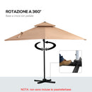 Ombrellone da Giardino 2,94x2,94m in Alluminio e Poliestere Khaki