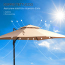 Ombrellone da Giardino 2,94x2,94m in Alluminio e Poliestere Khaki