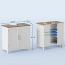 Mobile Sotto Lavabo Bagno 60x33x60 cm Base con Ante in MDF Bianco e Legno  