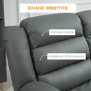Divano 2 Posti Reclinabile 168x93x102 cm con Schienale Diviso e Poggiapiedi in Similpelle Grigio