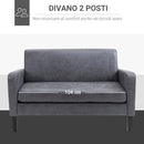 Divano 2 Posti 122x72x74 cm in Tessuto Grigio