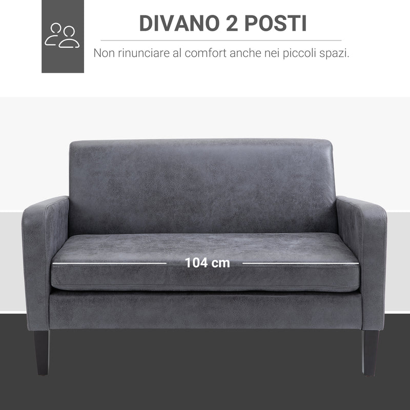 Divano 2 Posti 122x72x74 cm in Tessuto Grigio