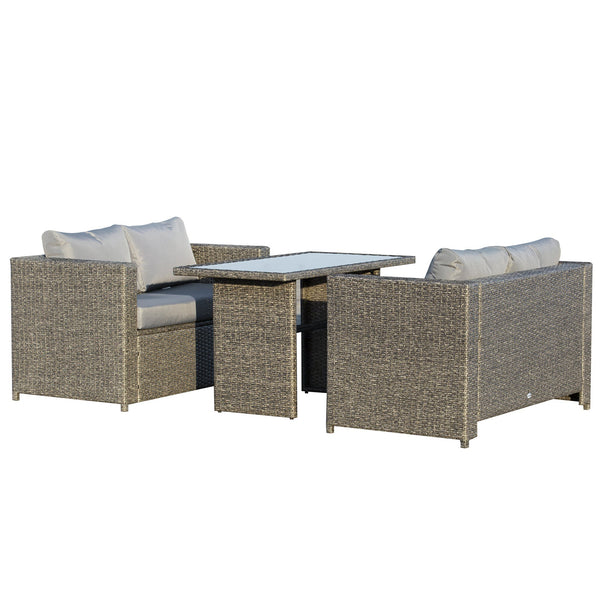 online Set Salotto da Giardino 2 Divani 1 Tavolo in Rattan Grigio-Nero