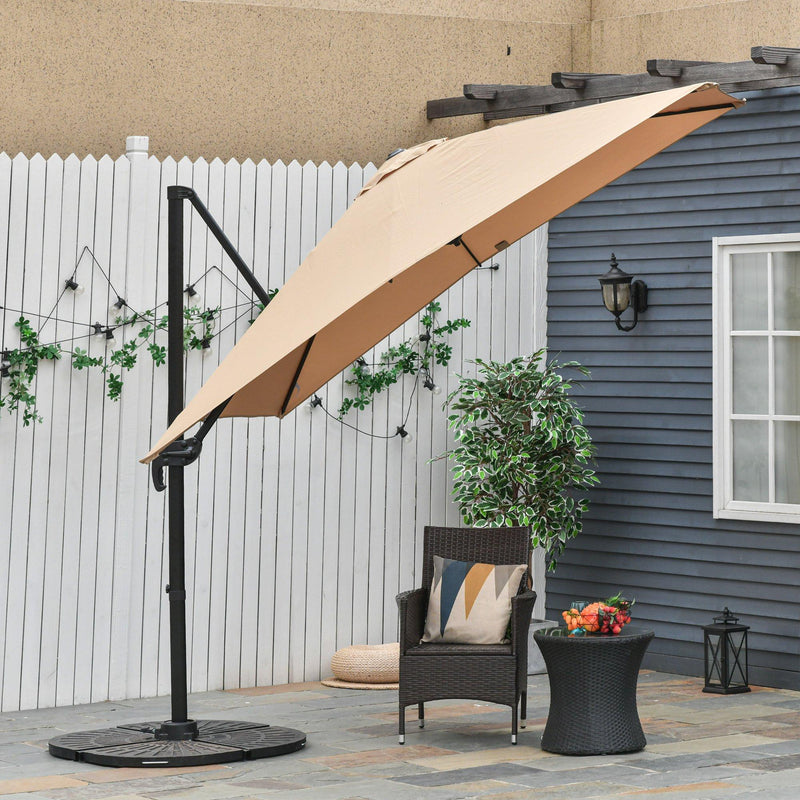 Ombrellone da Giardino Decentrato 2,68x2,68m in Alluminio e Poliestere Khaki