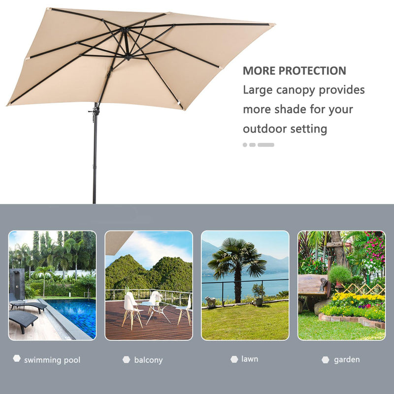 Ombrellone da Giardino Decentrato 2,68x2,68m in Alluminio e Poliestere Khaki