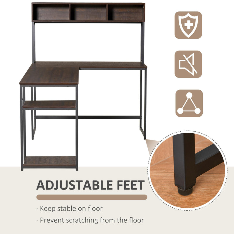 Scrivania Angolare da Ufficio 170x120x140 cm in Metallo e Legno Noce e Nero