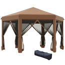 Gazebo da Giardino Pieghevole 3,6x3,6m in Acciaio e Poliestere Marrone