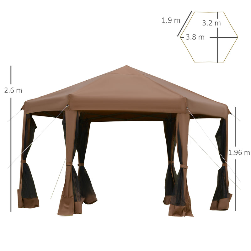 Gazebo da Giardino Pieghevole 3,6x3,6m in Acciaio e Poliestere Marrone