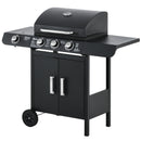 Barbecue a Gas GPL  3 Fuochi 2,8kW con Fornello Laterale Nero