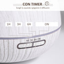 Diffusore di Aromi Oli Essenziali per Ambienti 300 ml Vaporizzatore 7 Luci Colorate Bianco