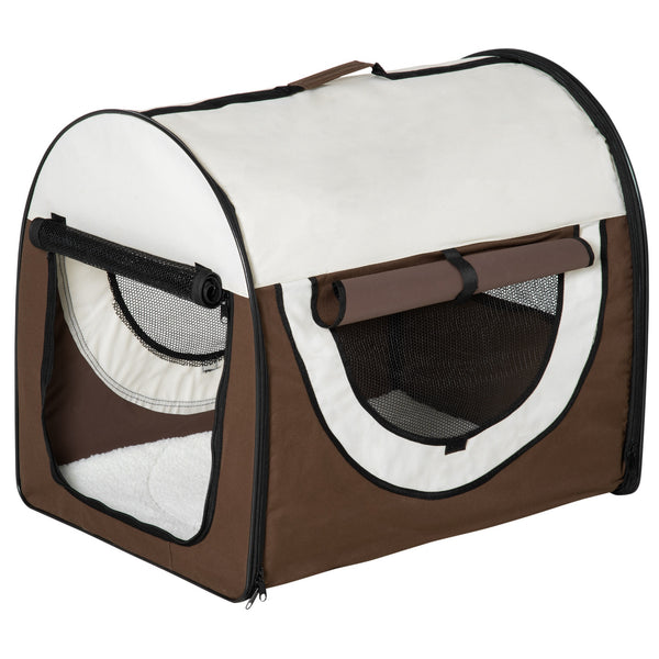 Trasportino per Cani e Gatti Pieghevole 70x51x59 cm in Tessuto Oxford Marrone sconto