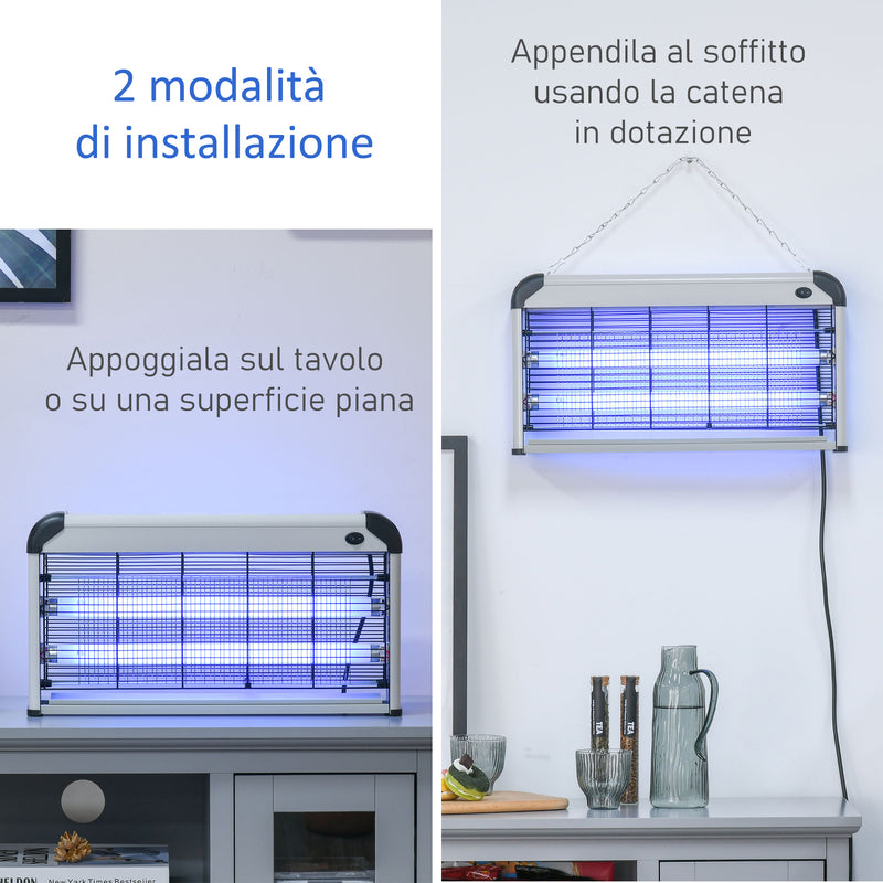 Zanzariera Elettrica 2 Lampade LED 15W Grigio