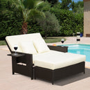 Divano da Giardino con Panca Poggiapiedi 130x72x96 cm in Rattan Marrone