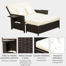 Divano da Giardino con Panca Poggiapiedi 130x72x96 cm in Rattan Marrone