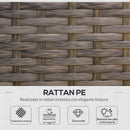 Set Salotto da Giardino Divano 2 Poltrone e Tavolino in Rattan Marrone