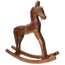 Cavallo a Dondolo Decorativo in Legno rivestito in Metallo oro cm 50X13xh56