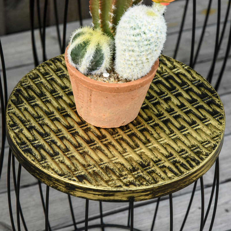 Set 3 Portapiante da Giardino in Metallo Nero e Bronzo