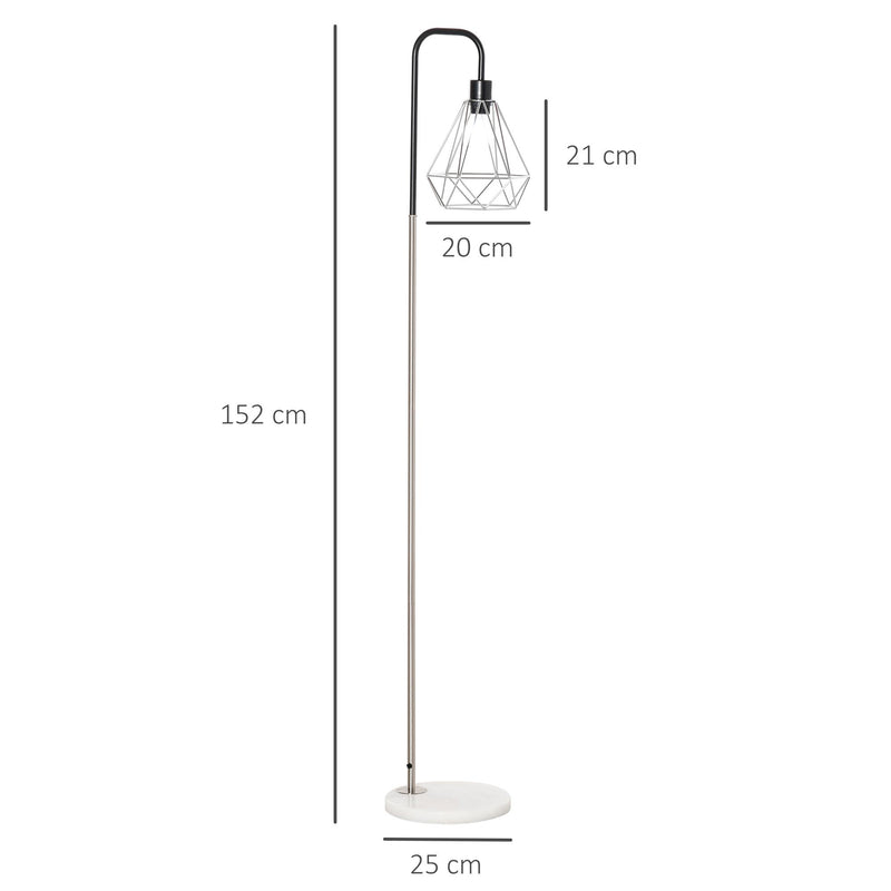 Lampada da Terra con Paralume E27 Ø25x152 cm in Metallo e Marmo Nera