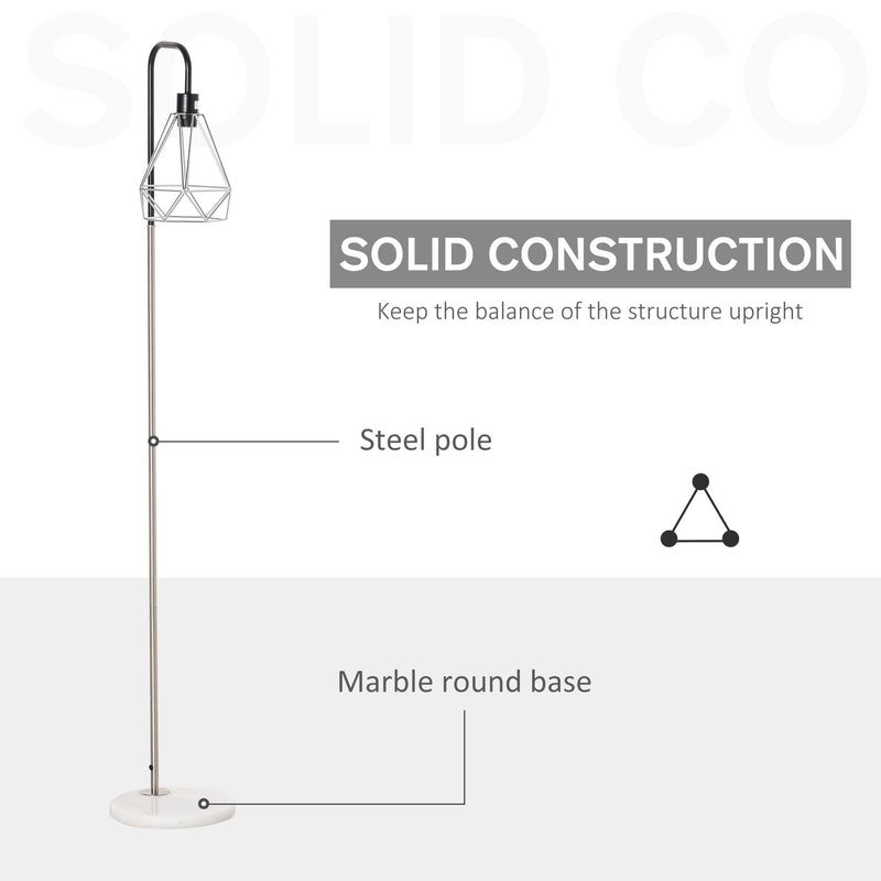 Lampada da Terra con Paralume E27 Ø25x152 cm in Metallo e Marmo Nera