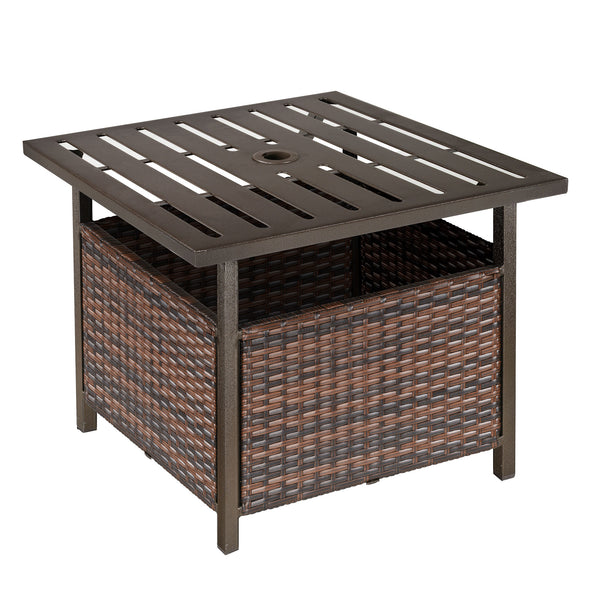prezzo Tavolino da Giardino 55,5x55,5x46 cm in Rattan e Acciaio Marrone