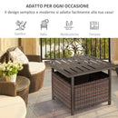 Tavolino da Giardino 55,5x55,5x46 cm in Rattan e Acciaio Marrone