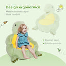 Poltroncina per Bambini 60x55x59 cm in Peluche Dinosauro Verde