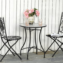 Tavolino da Giardino Ø60x71 cm in Metallo con Mosaico Nero